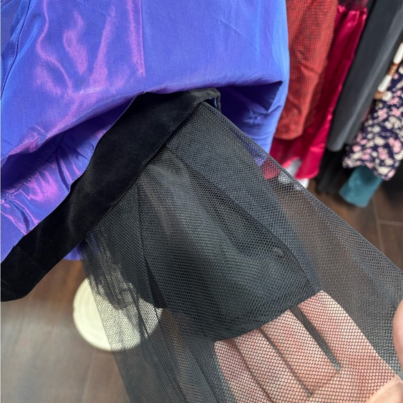 Vintage 90s Laura Ashley 6 Purple Iridescent Velvet Glam Fit Flare Dress Formal - Picture 7 of 9